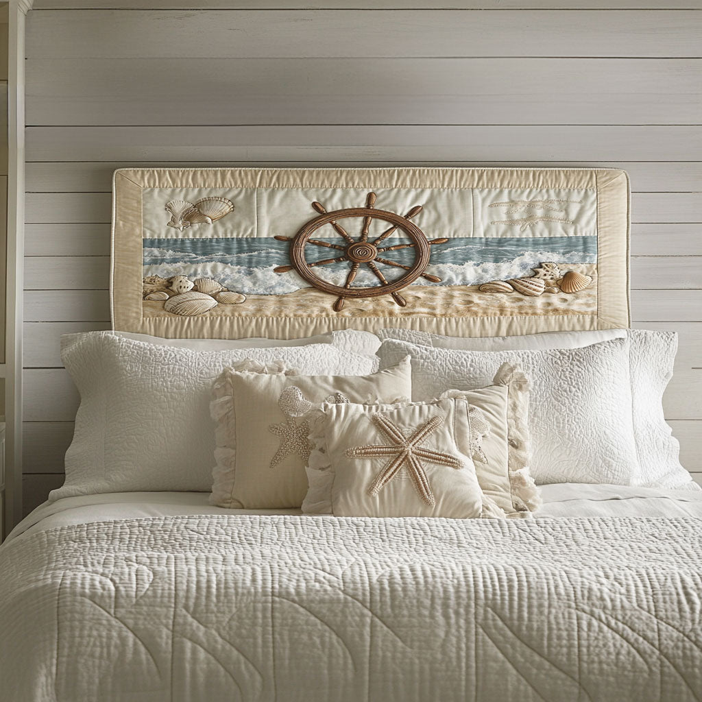 Seabreeze Ship Wheel WN0501049CL Quilted Headboard Slipcover