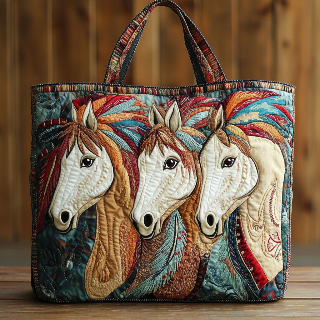 Wild Native Horse CW0801023CL Quilted Tote Bag