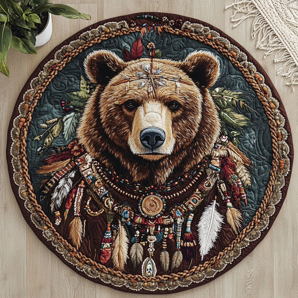Bear Native American CW2006009CL Quilted Round Mat