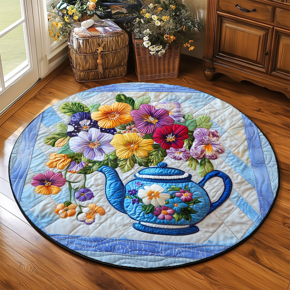 Dreaming Teapot WP0705007CL Quilted Round Mat