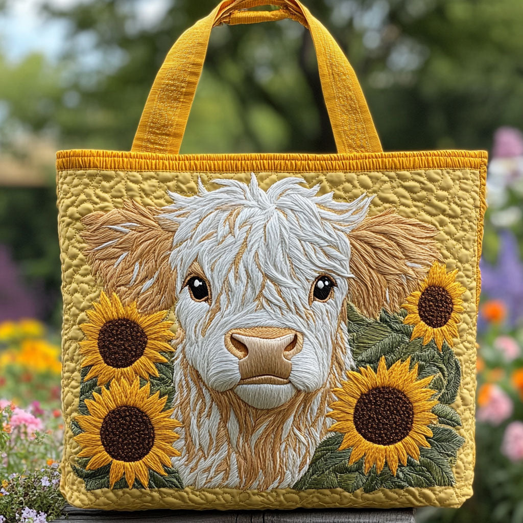 White Cow Sunflower CW3009031CL Quilted Tote Bag