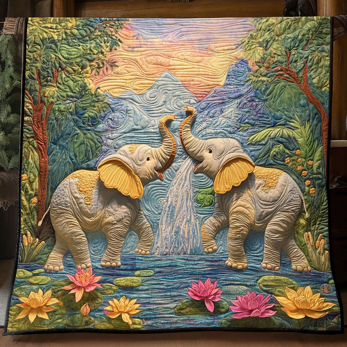 Waterfall Elephant WP2404034CL Quilt