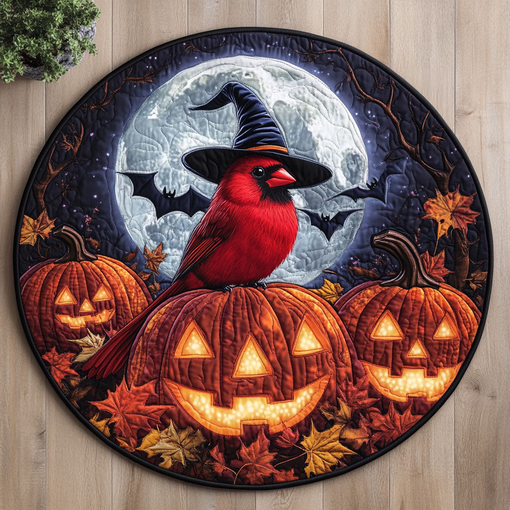 Halloween Cardinal CW0307034CL Quilted Round Mat