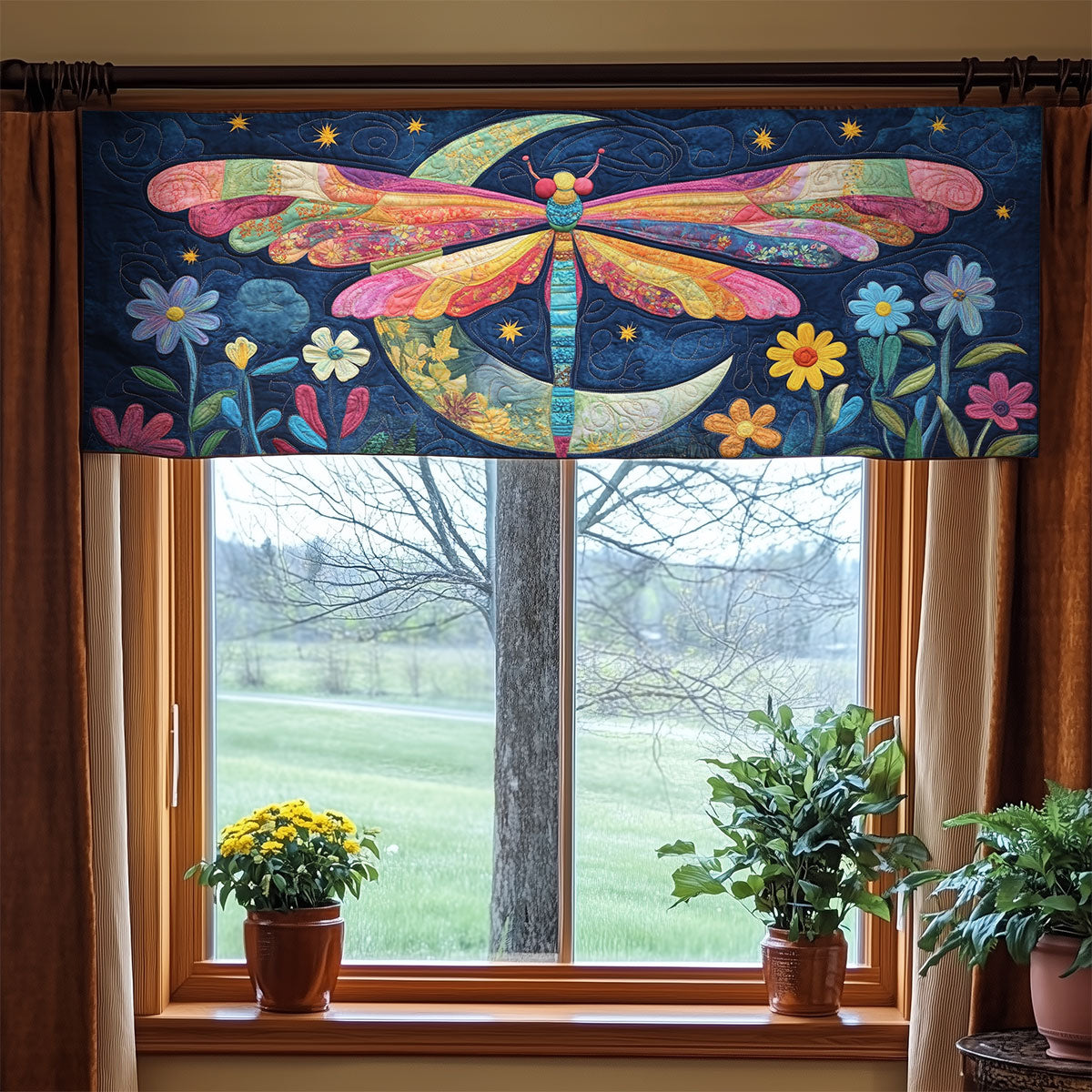 Dragonfly Flower WX2804005CL Quilted Valance