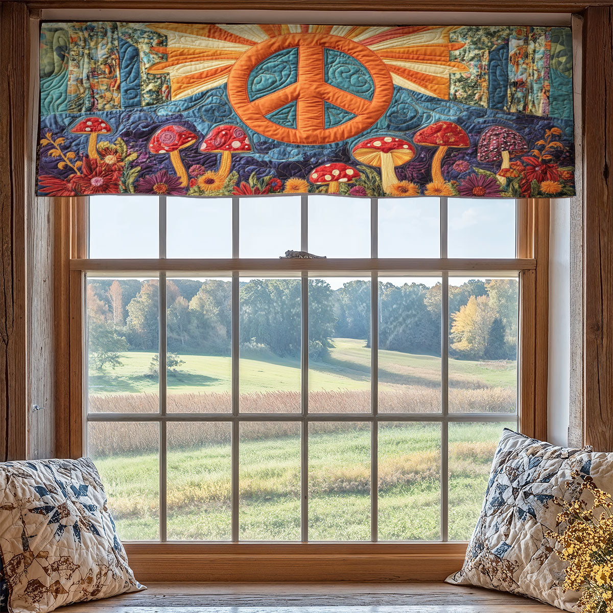 Peace Sign Mushroom WX1405032CL Quilted Valance