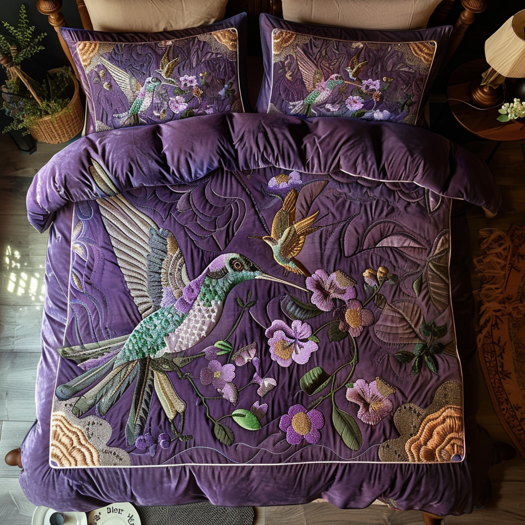 Purple Hummingbird Paradise YR0601036CL Duvet Cover Set