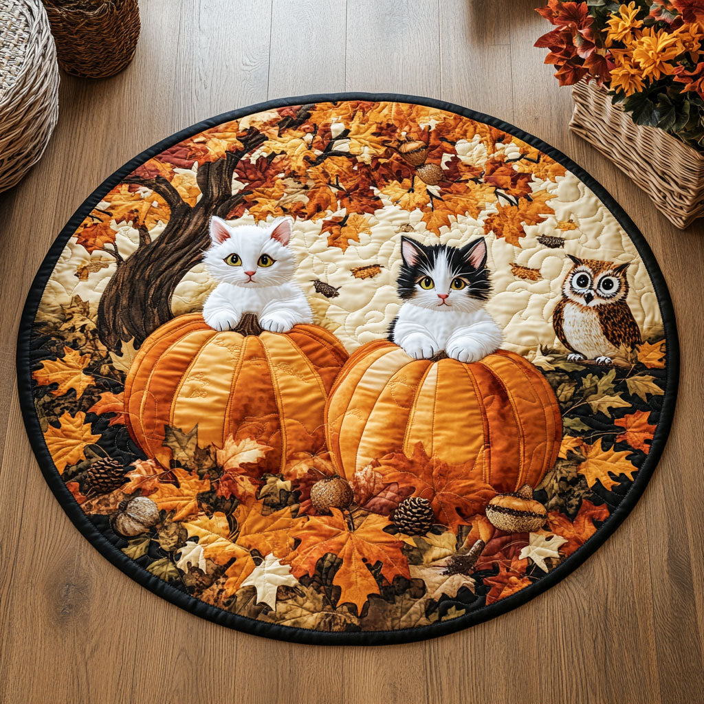 Autumn Felines WY1908001CL Quilted Round Mat