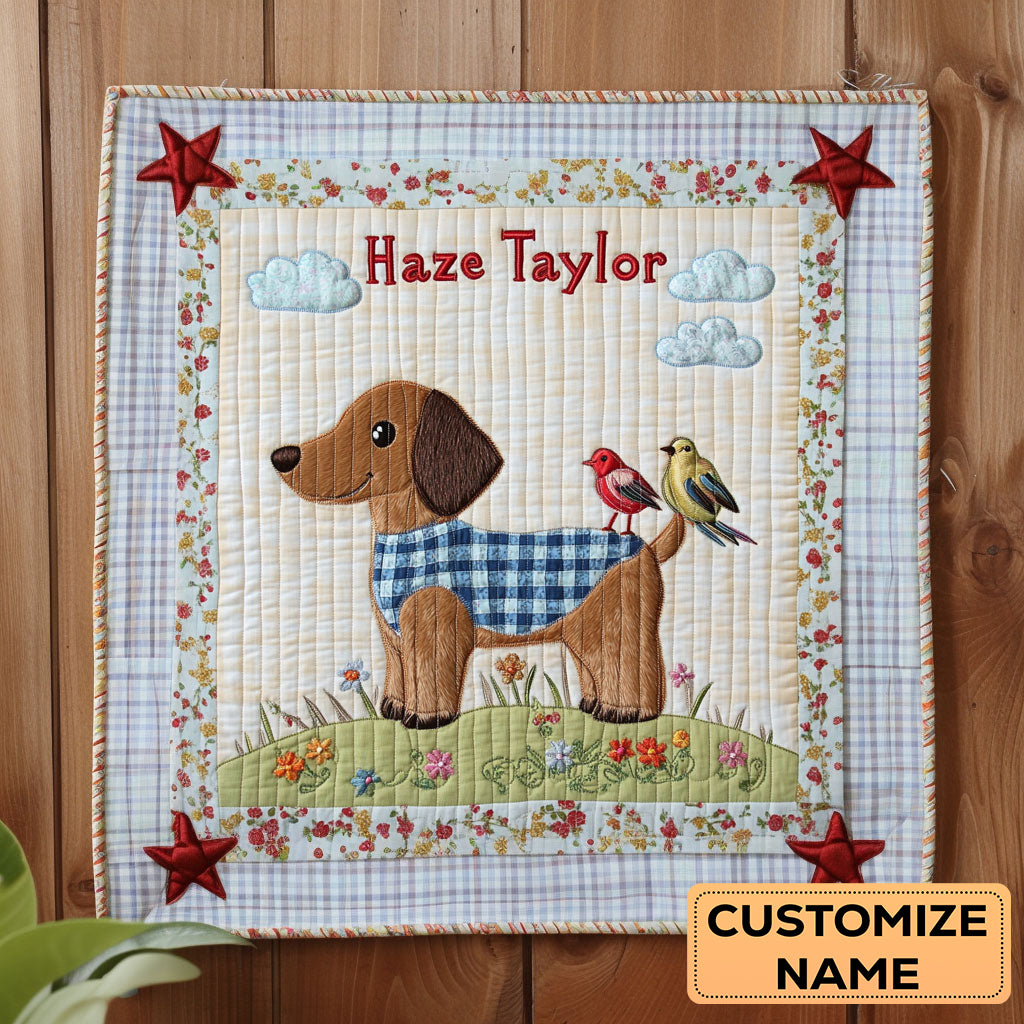 Happy Dachshund WN2307031CL Personalized Baby Quilt