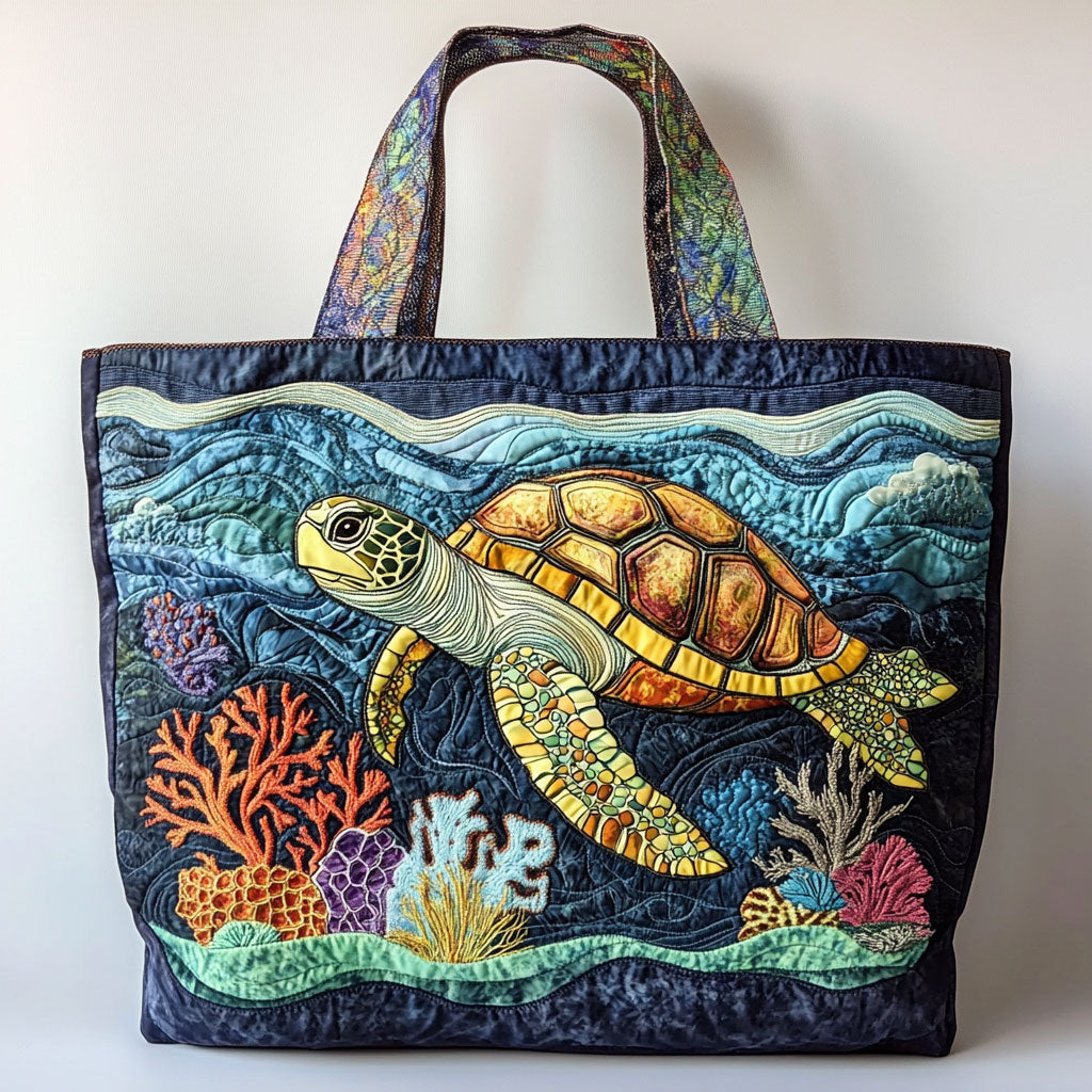 Deep Blue Turtle WN2209018CL Quilted Tote Bag