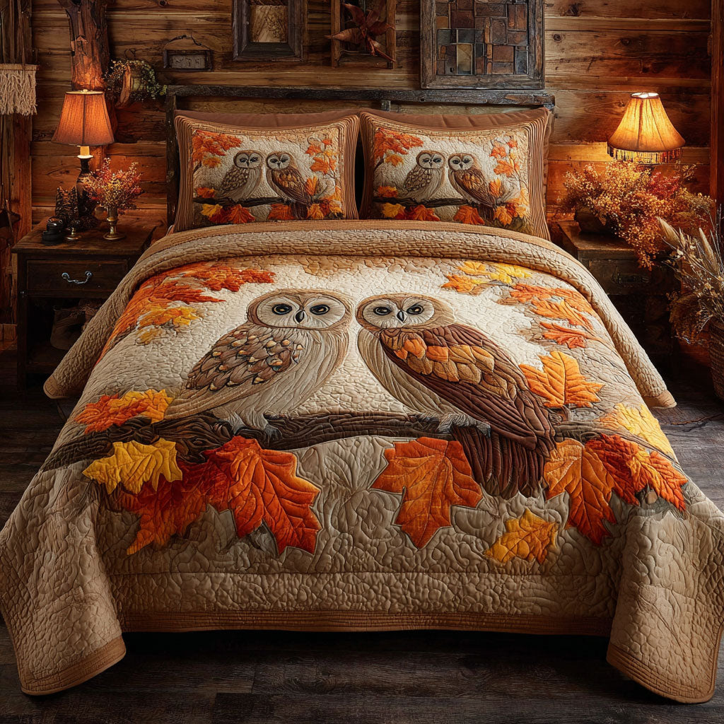 Owl Fall Charm CW0307040CL Quilted Bedding Set
