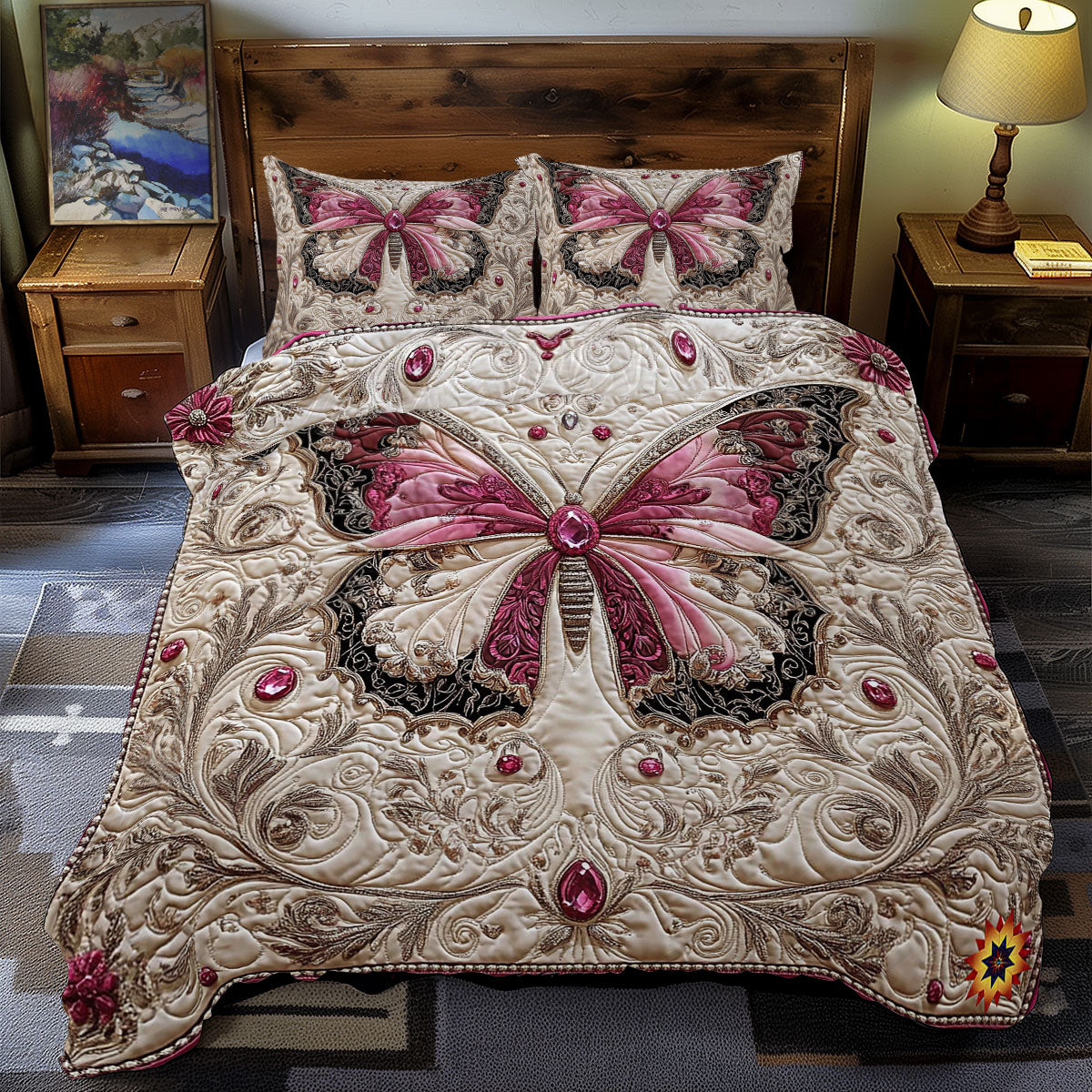Gemstone Pink Butterfly WY09120052CL Duvet Cover Set