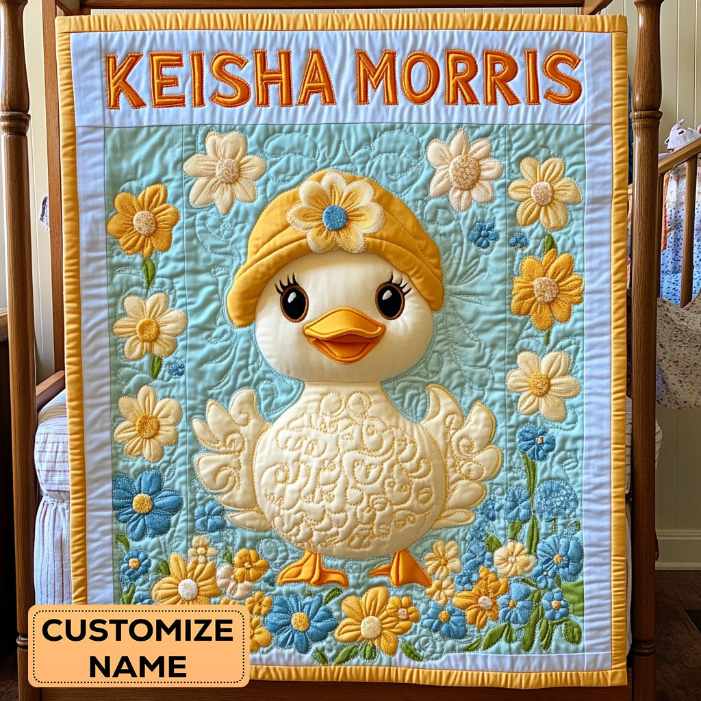 Duckling With Yellow Hat WY2607017CL Personalized Baby Quilt