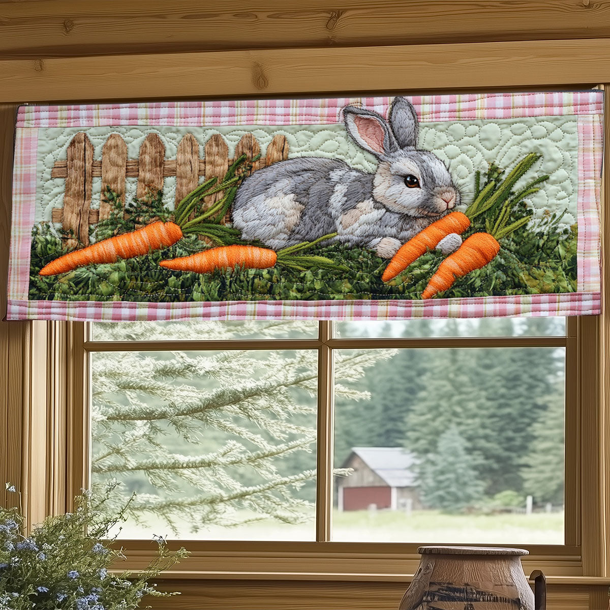 Rustic Bunny Delight WJ0705024CL Quilted Valance