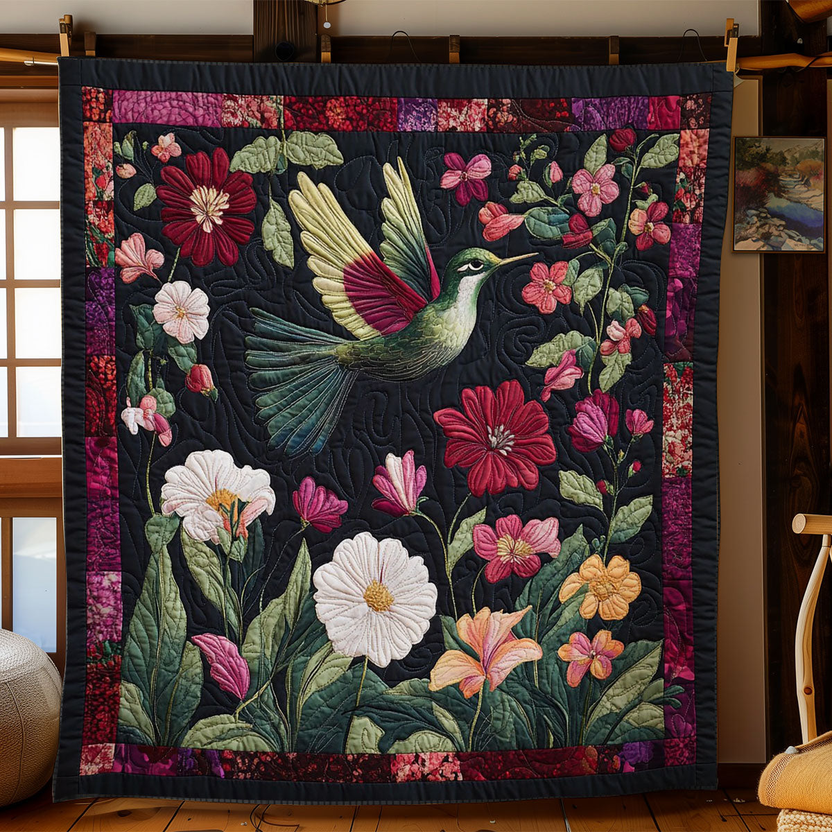 Gilded Hummingbird WY1203054CL Quilt