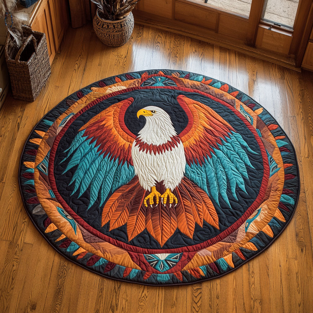 Tribal Eagle Majesty WY0107037CL Quilted Round Mat