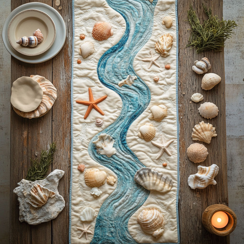 Coastal Calm CW1007010CL Quilted Table Runner