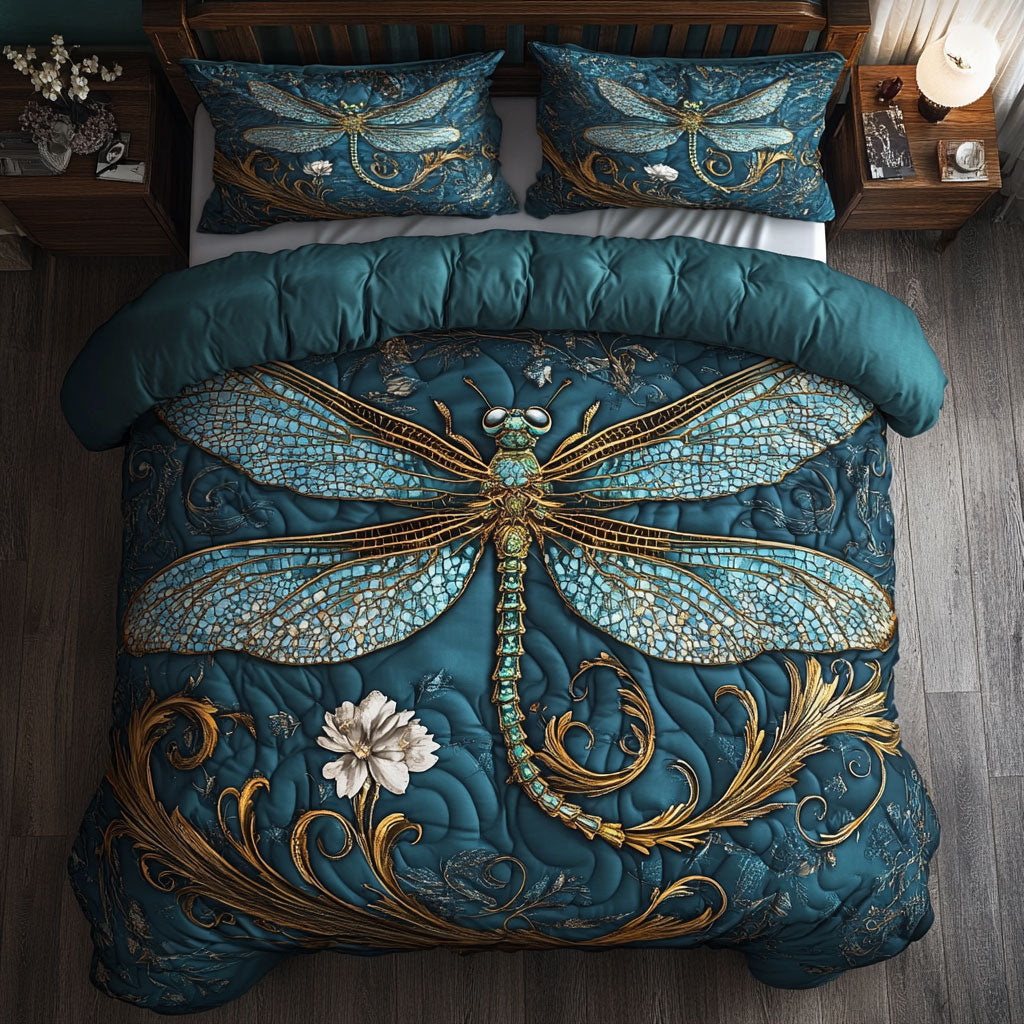 Teal Royal Dragonfly WY2503004CL Duvet Cover Set