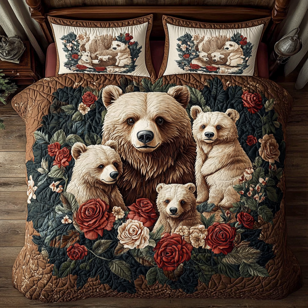 Bear And Red Rose WY1001002CL Duvet Cover Set