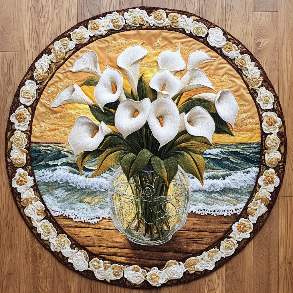 Calla Lily Pearl Ring WN1806013CL Quilted Round Mat