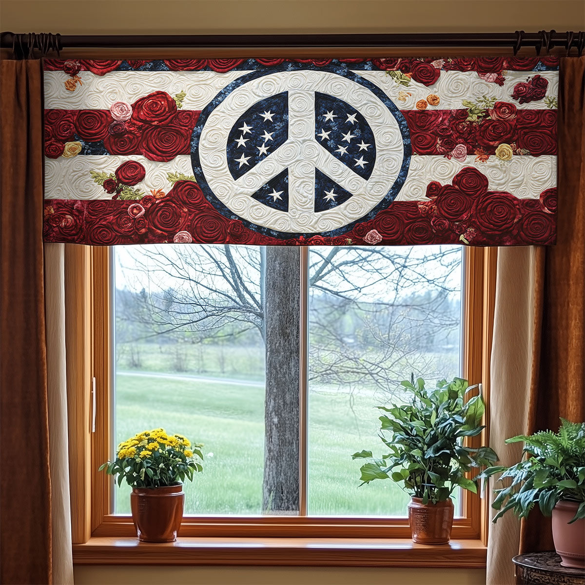 Peace Sign American WX1405031CL Quilted Valance