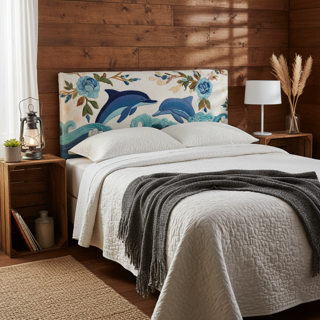 Dolphin Lovers XR1912006CL Quilted Headboard Slipcover