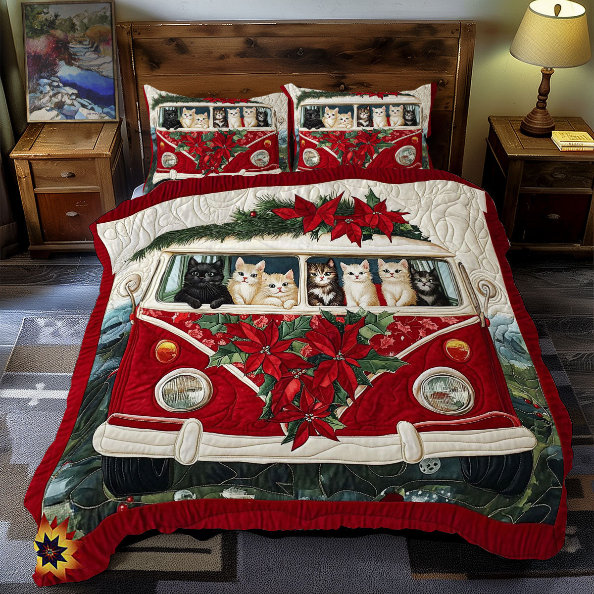 Poinsettia Bus WY09120064CL Duvet Cover Set