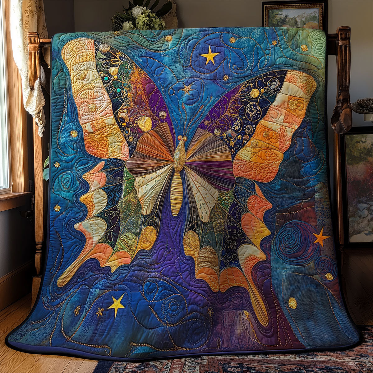 Majestic Midnight Butterfly WY1202126CL Quilt