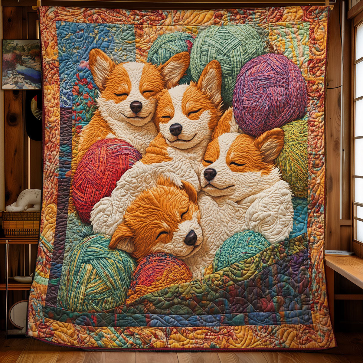 Cozzy Yarn And Corgi WY0901025CL Quilt