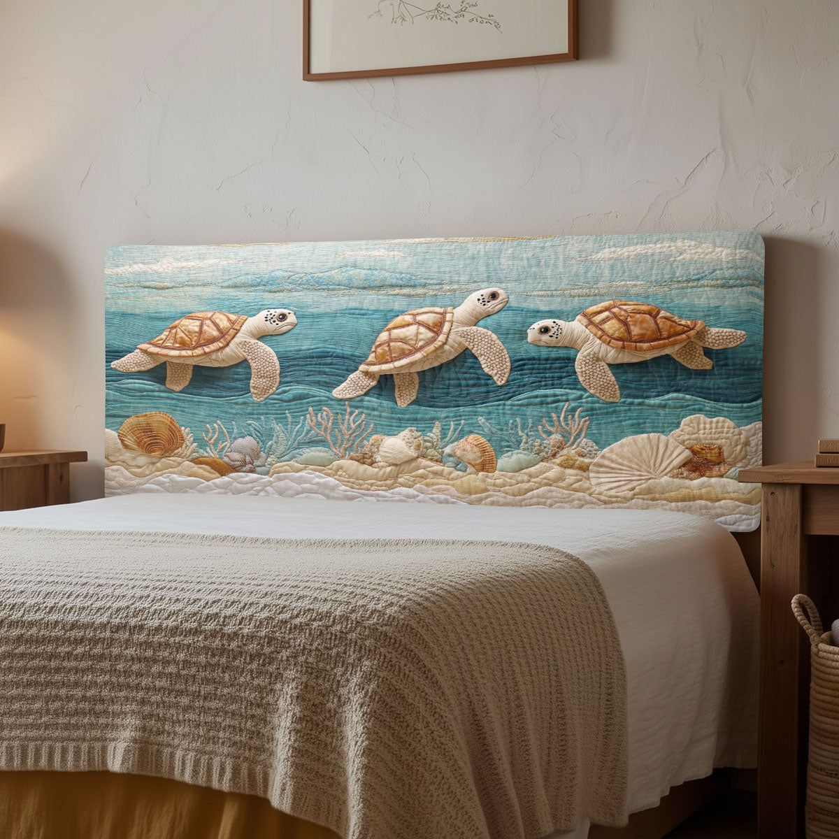 Ocean Turtle Charm CW1312012CL Quilted Headboard Slipcover