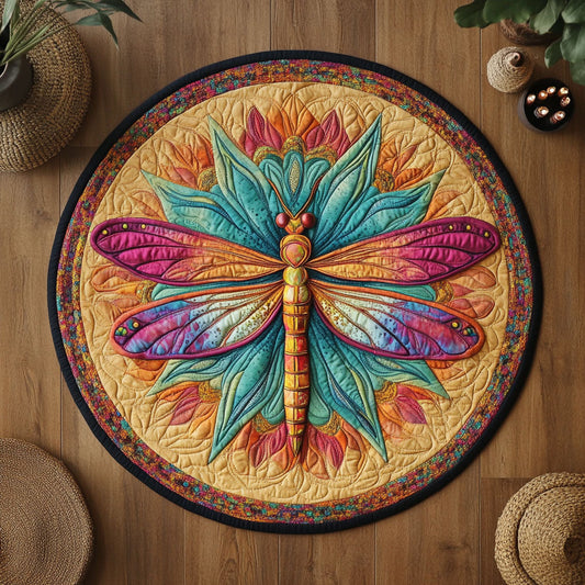 Vibrant Dragonfly WX2105046CL Quilted Round Mat
