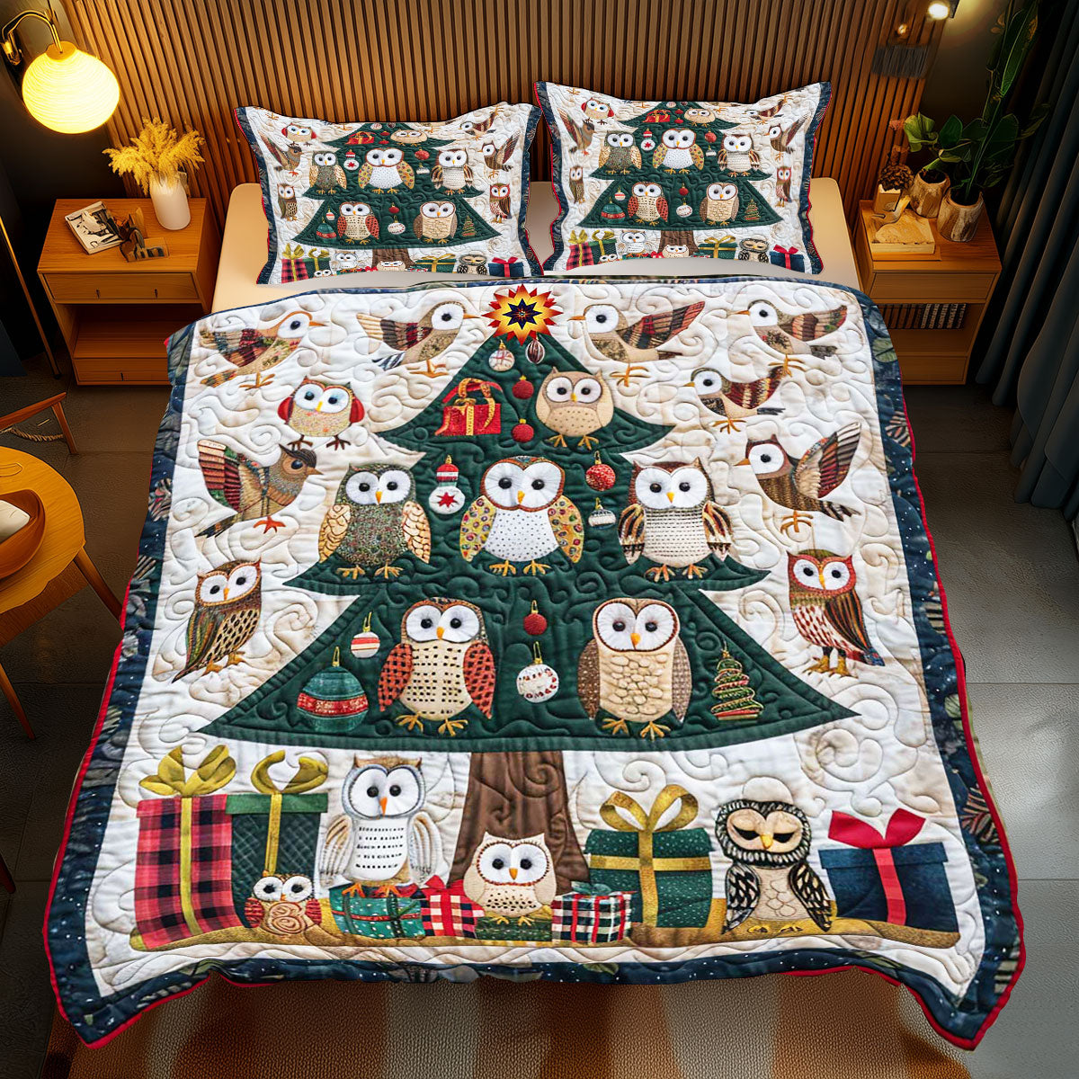 Owl Decorating Christmas Tree WP2211020CL Duvet Cover Set