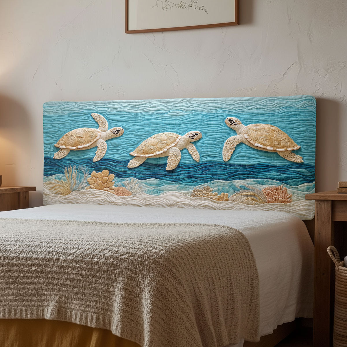 Sea Turtle CW1312018CL Quilted Headboard Slipcover