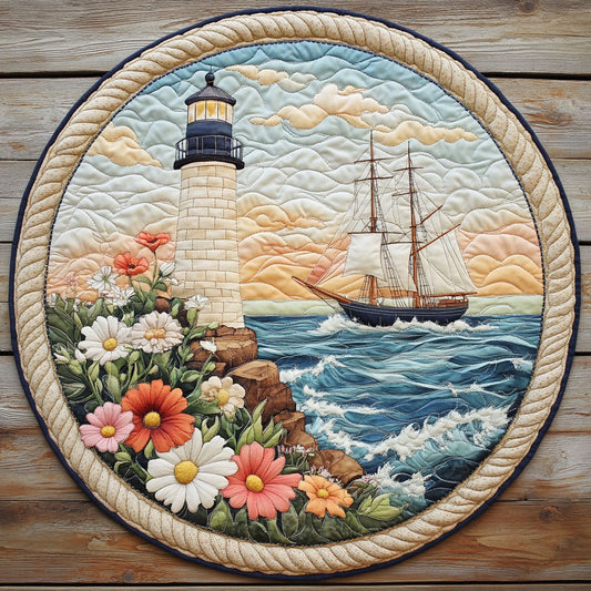 Boat Out To Sea CQ1206036CL Quilted Round Mat