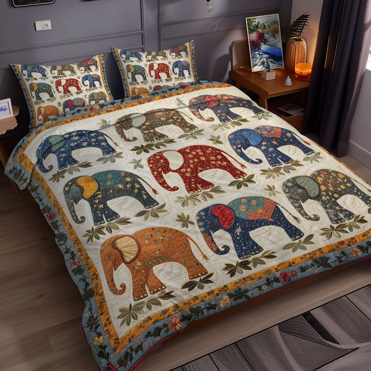 Elephant Patchwork WX2111065CL Duvet Cover Set