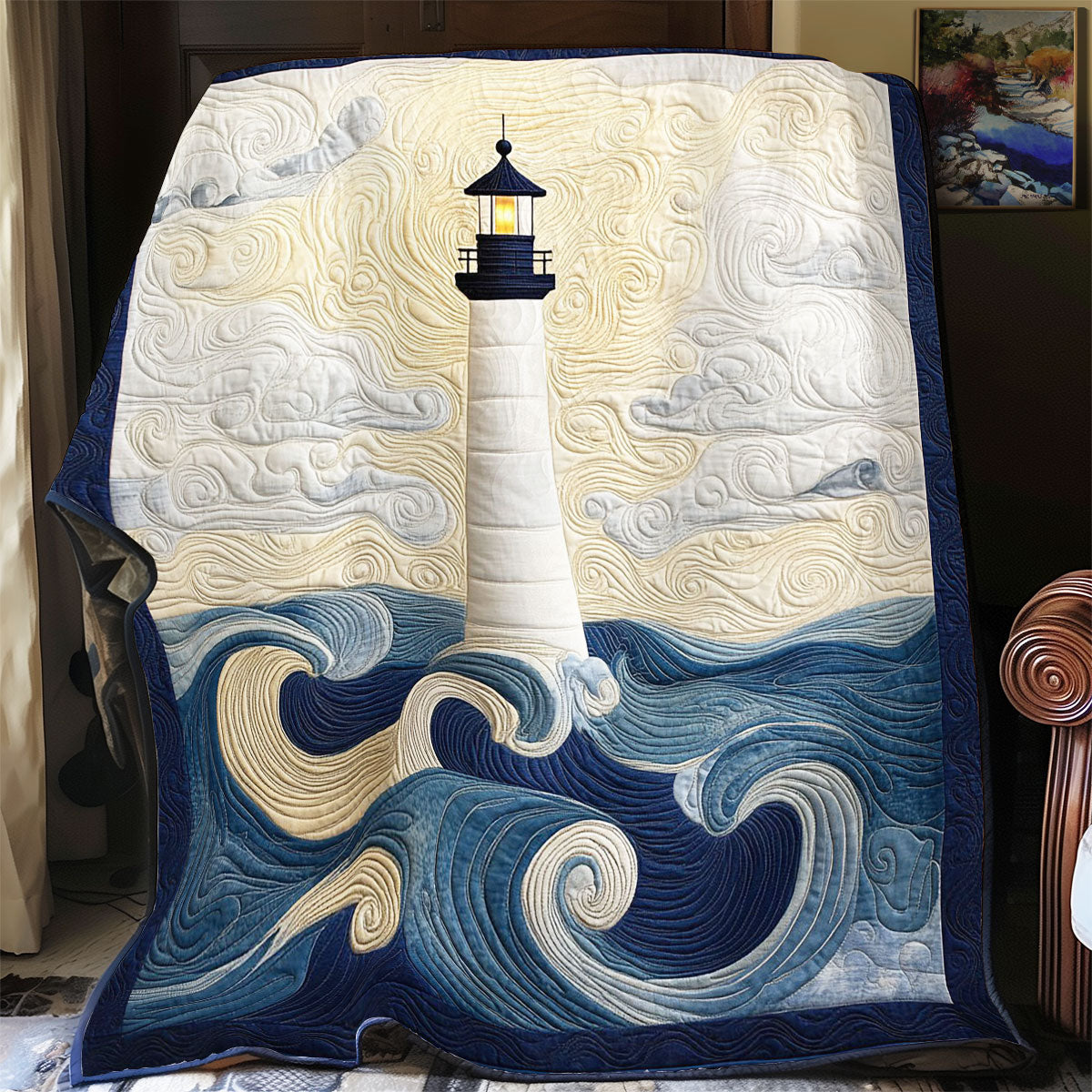 Lighthouse In Wave WY2103056CL Quilt