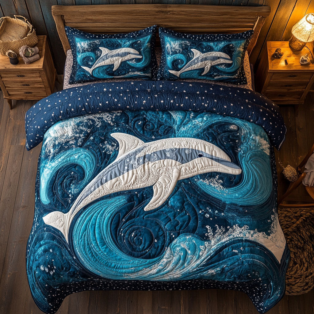 Dolphin In Wave WY2901032CL Duvet Cover Set
