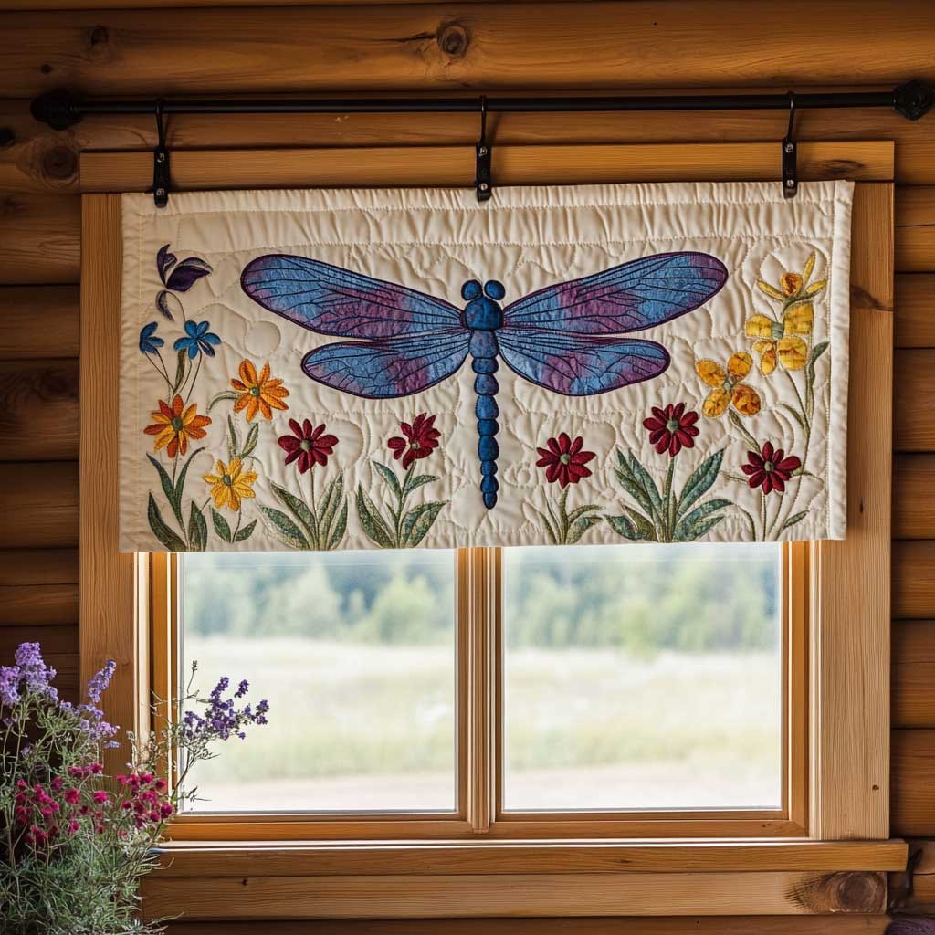 Blooming Dragonfly WN1803019CL Quilted Valance