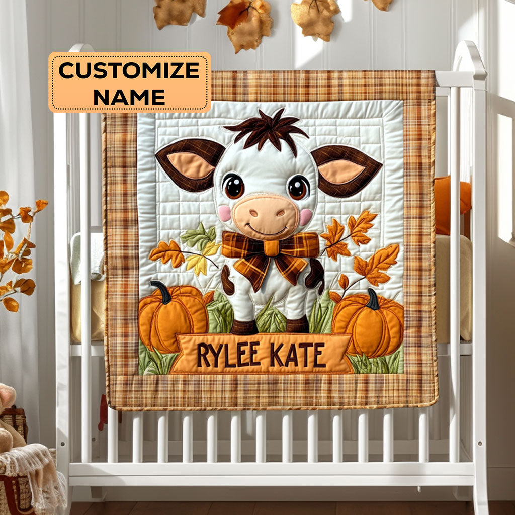 Autumn Baby Cow WY2907002CL Personalized Baby Quilt
