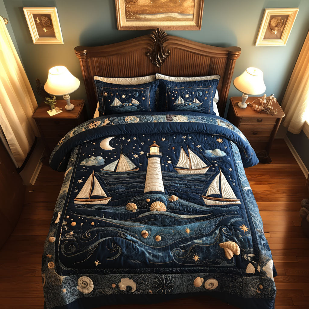 Sailboats Surounding Lighthouse DH0410011CL Duvet Cover Set