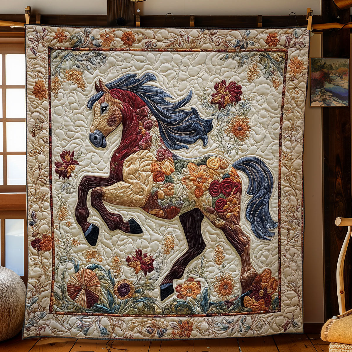 Horse Bloomscape WN1606013CL Quilt