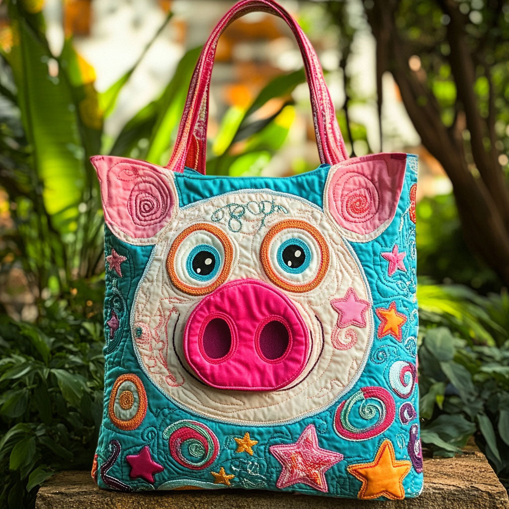 Cheerful Pig WN0110005CL Quilted Tote Bag