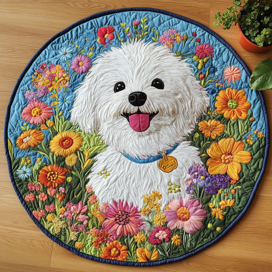 Floral Dog CW1006025CL Quilted Round Mat