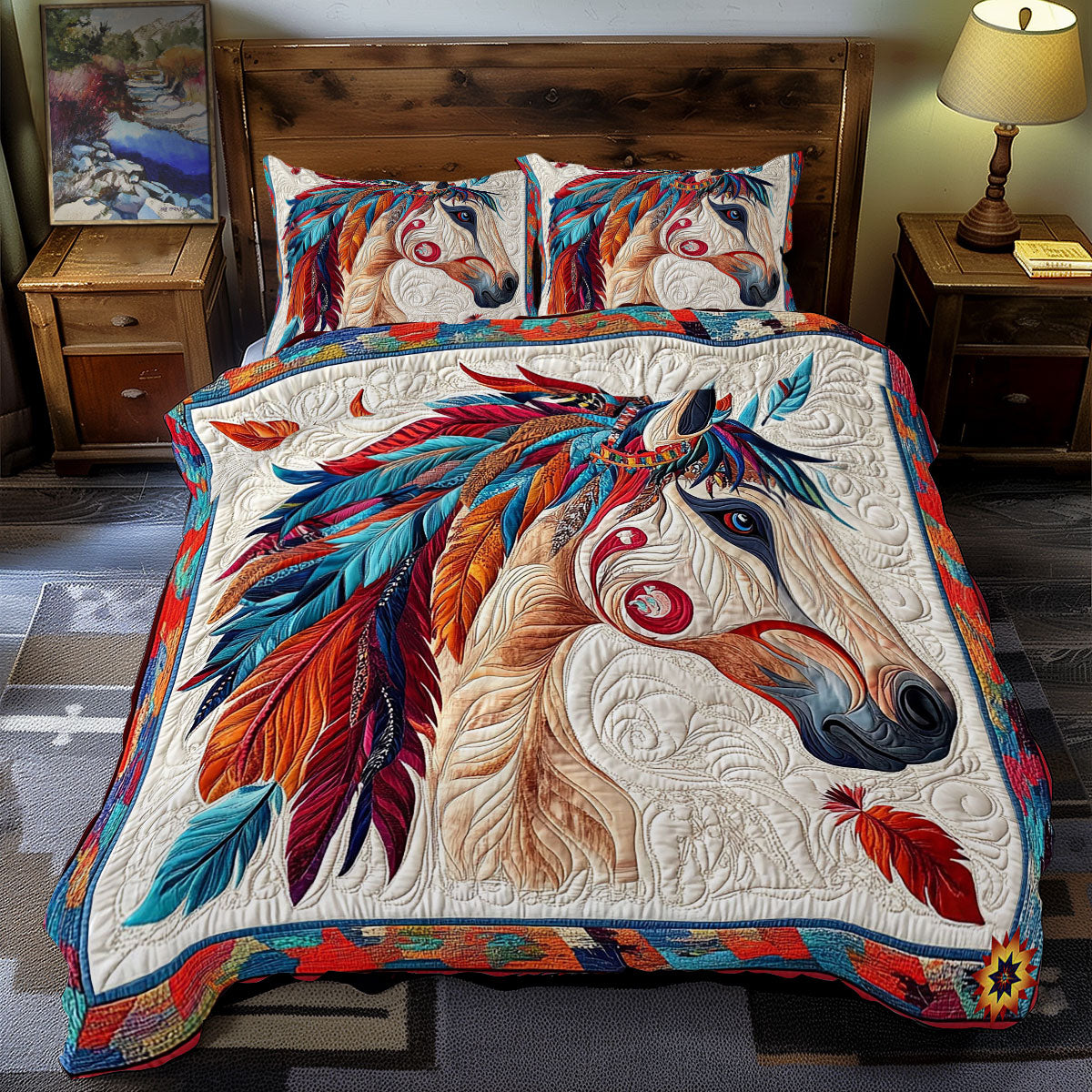 Feather Headdress Horse WY2712096CL Duvet Cover Set
