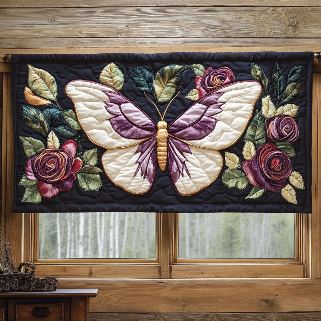 Elegant Purple Butterfly WP1403010CL Quilted Valance