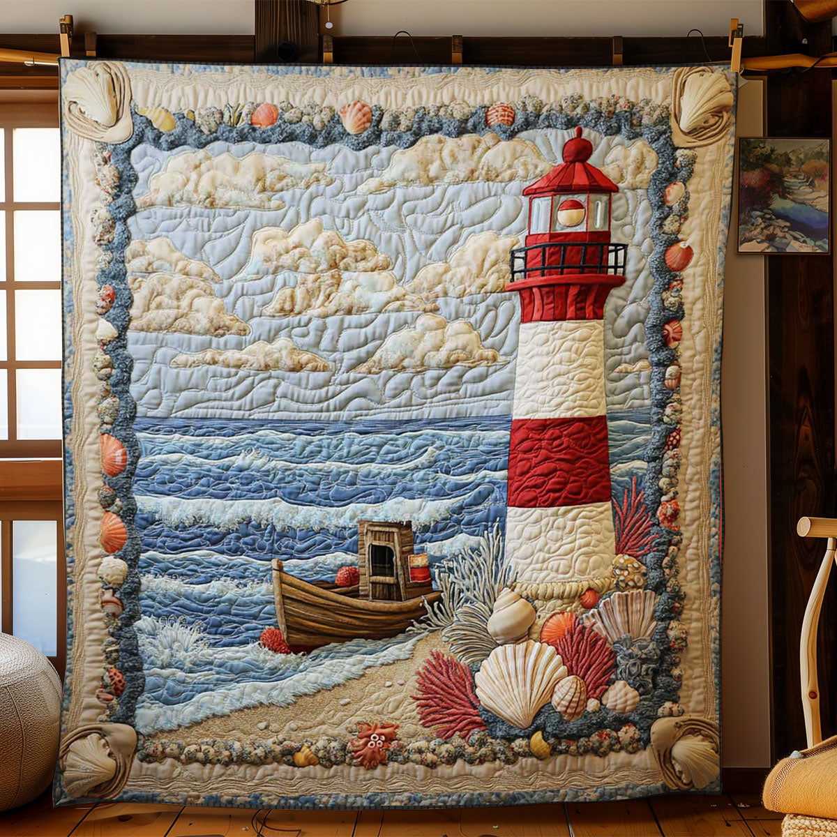 Waves And Lighthouse WN1804058CL Quilt