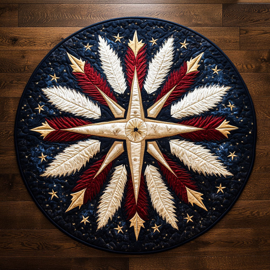 Star Feathered WX2105039CL Quilted Round Mat