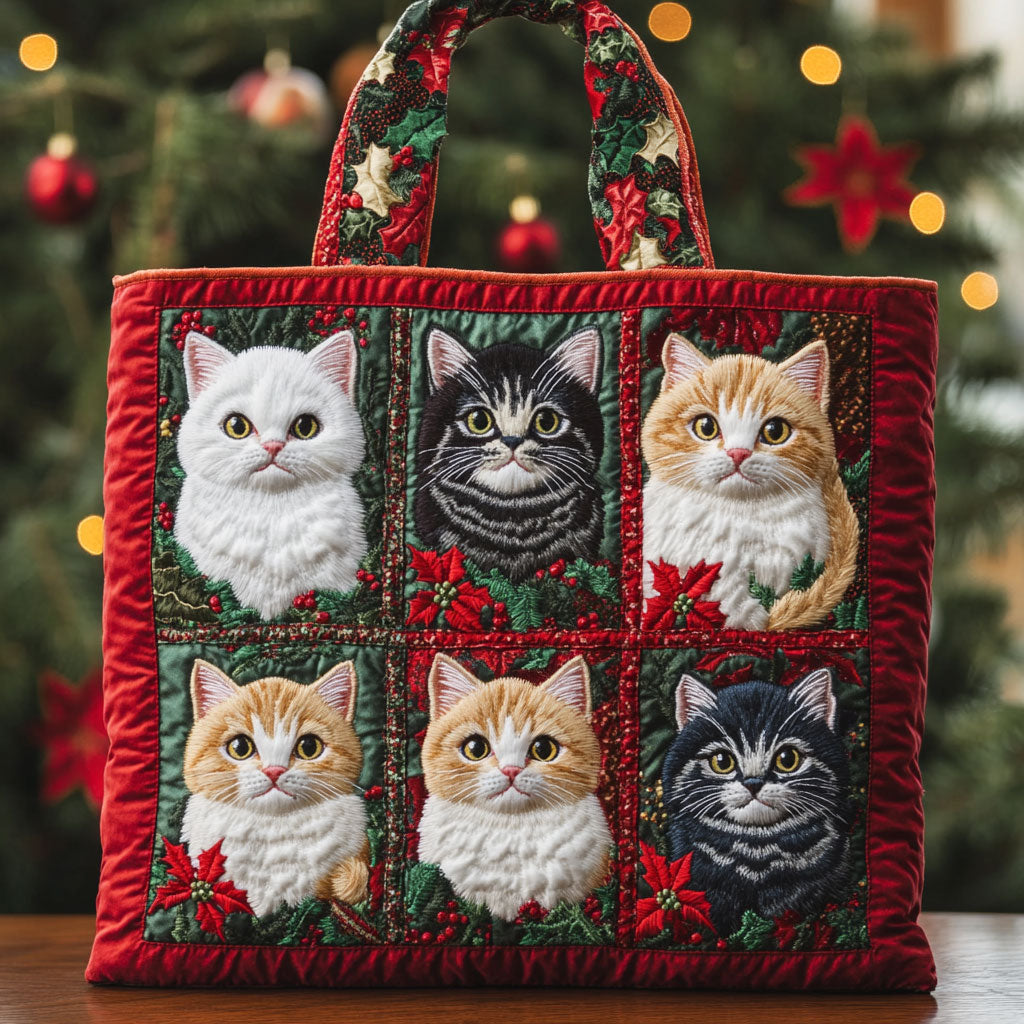 Cat Christmas CW0811024CL Quilted Tote Bag