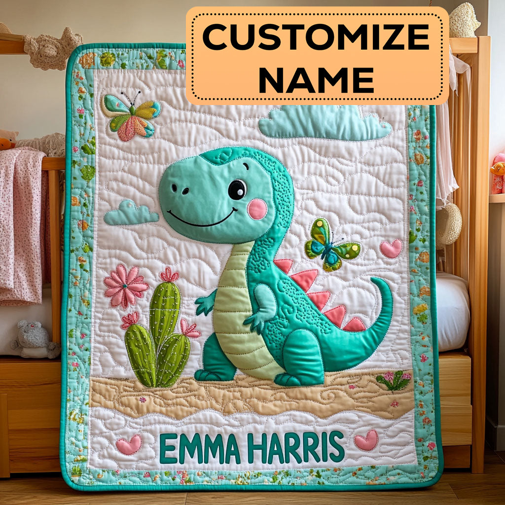 Little Dino CW2507013CL Personalized Baby Quilt