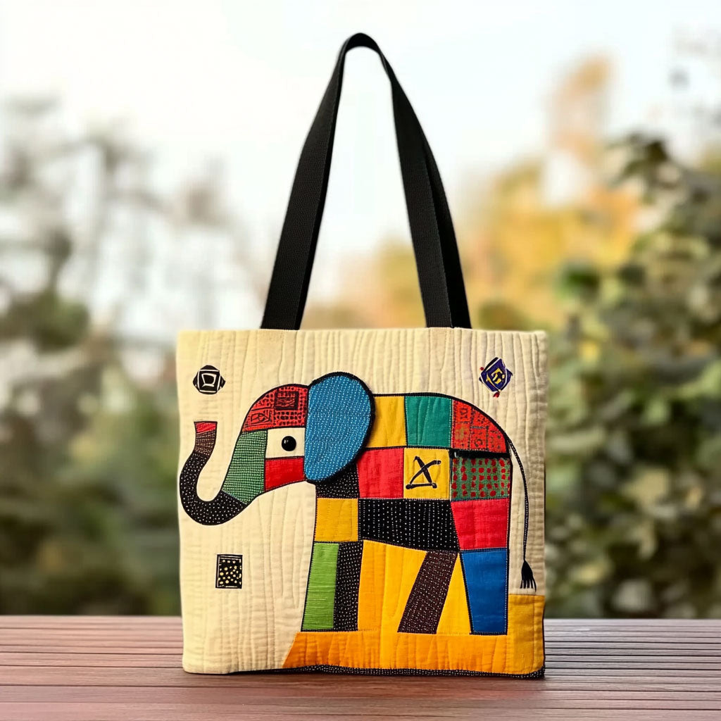 Colorful Elephant Spirit WN0910007CL Quilted Tote Bag