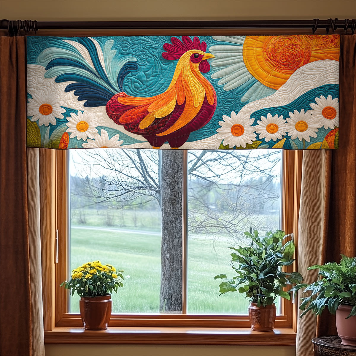 Chicken Flower WX1305009CL Quilted Valance